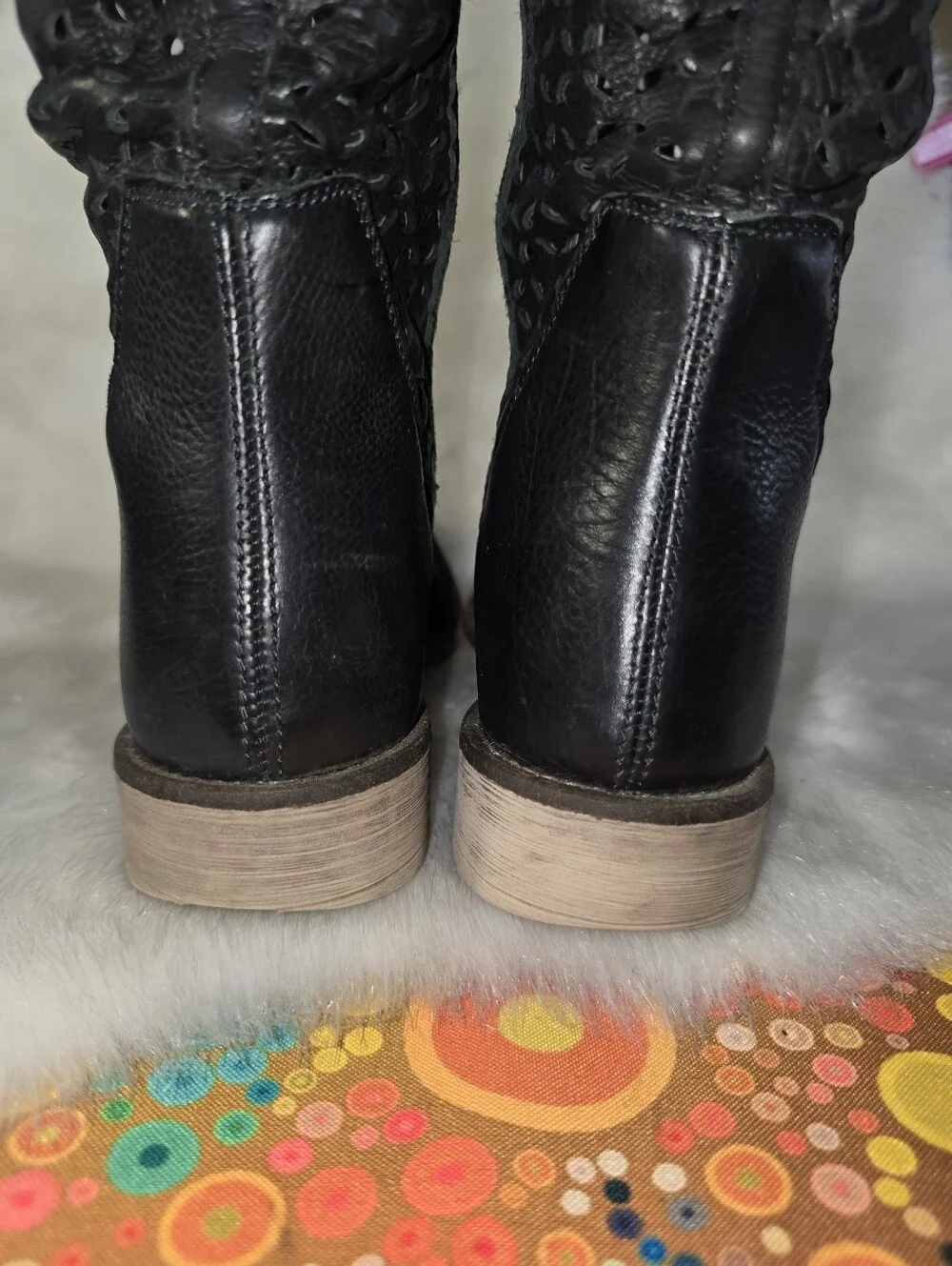 Boutique 9 Black Laser-Cut Vegan Black Leather Over-the-Knee Boots